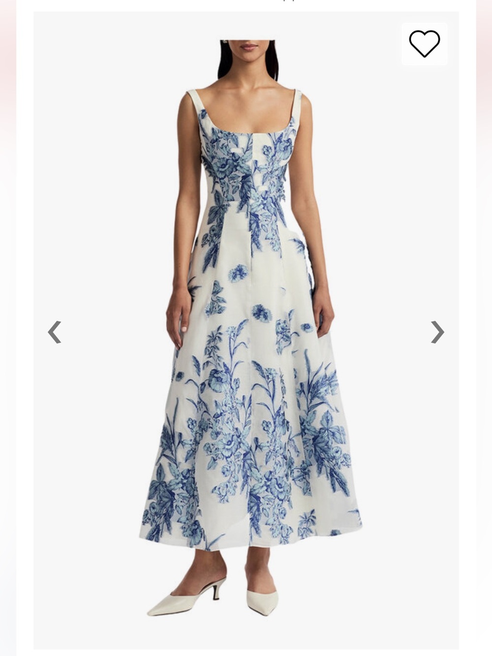 Lela Rose White and Blue Floral Midi Dress with Tags